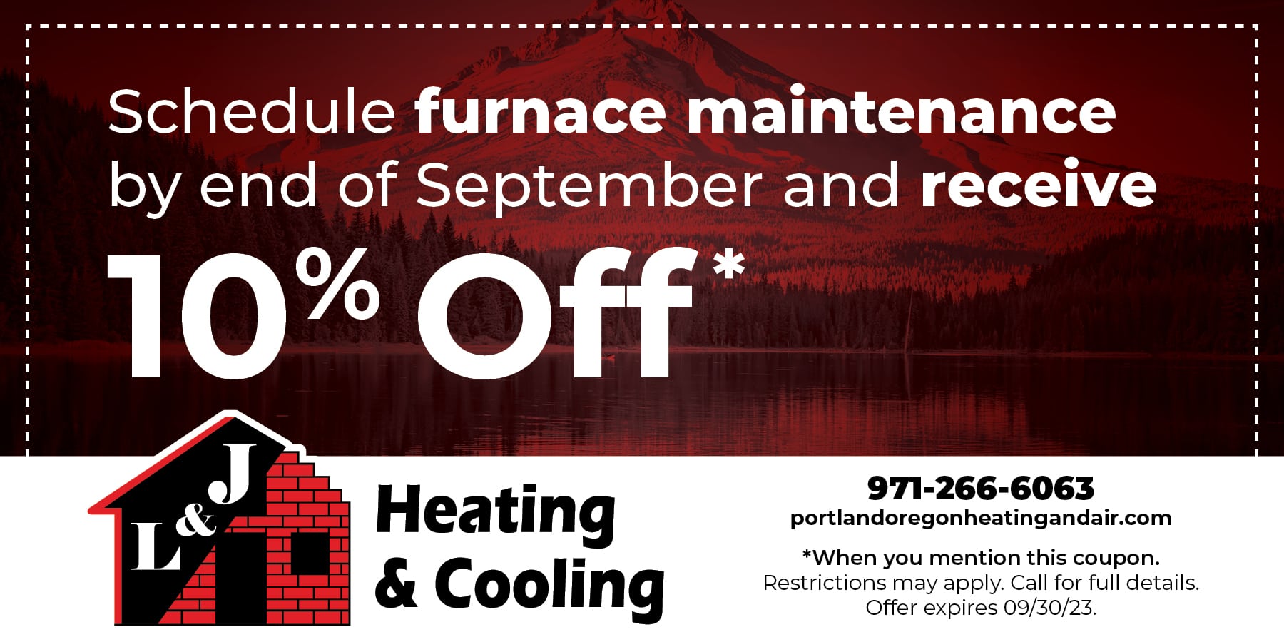 10% off furnace maintenance when you schedule by the end of September.